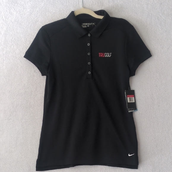 Nike Women's Dri-Fit Tru Golf Black Performance Slim Fit Polo‎ Shirt Size L - Picture 1 of 8